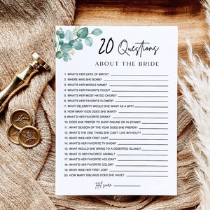 Twenty Questions Bridal Shower Game, Minimalist How Well Do You Know The Bride, Who Knows The Bride Best, 20 Questions About The Bride, cZEa