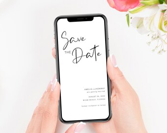Save The Date Evite, Modern Save The Date Template, Electronic Mobile Save Our Date Invitation, Minimalist Save The Date Evite, STD KG 01 EV