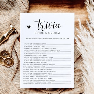 Trivia-spel bruid en bruidegom, feestspel bruiloftsreceptie, bruid of bruidegom Guess Who-spel, afdrukbaar Trivia-spel bruid of bruidegom, DIY, 210