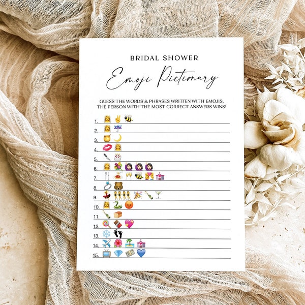 Boho Bridal Shower Game, Minimalist Bridal Shower Emoji Picture Game, Instant Bridal Shower Emoji Pictionary, Bridal Emoji Picture Game, ZAa