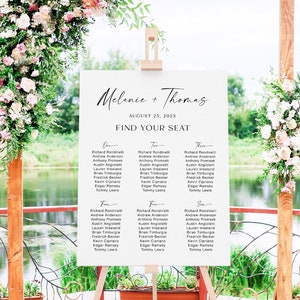 Letrero de plano de asientos para bodas moderno, póster de plano de asientos minimalista, letrero de plano de asientos para bodas estilo boho, letrero para encontrar su asiento para bodas, WB KA 12