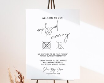 Baby Shower No Cell Phone Sign, Unplugged Baby Shower Sign, Unplugged Ceremony Baby Shower Sign, Modern Unplugged Baby Shower Sign, WY KC 32