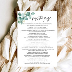 Pass The Prize Bridal Shower Game, Pass The Parcel Game, Pass The Poem Bridal Shower Game, Wedding Rhyme Game, Minimalist Wedding Game, cZE