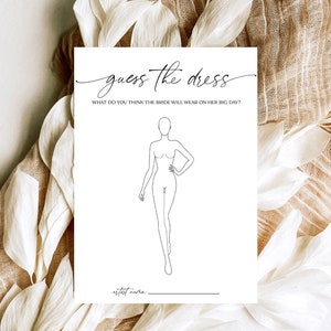 Minimalist Bridal Shower Game, Guess The Dress Bridal Shower Game, Printable Guess The Dress Game, Dress Wedding Shower Game, Printable, ZB