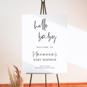Cartello di benvenuto moderno per baby shower, elegante cartello per baby shower, cartello di benvenuto boho per baby shower, cartello di benvenuto minimalista per baby shower, WY KG 01