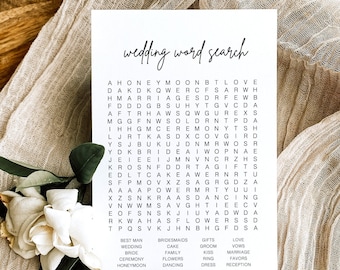 Instant Download Bridal Word Search Game Card, Minimal Word Search Game, Printable Bridal Shower Word Search Game, Wedding Word Puzzle, ZE