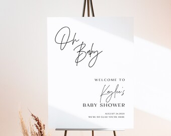 Basic Baby Shower Welcome Poster, Minimal Baby Shower Sign, Modern Baby Shower Welcome Sign Template, Oh Baby Shower Welcome Sign, WY KC 04