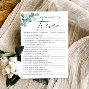 Juego de trivia minimalista para novios, juego de descarga instantánea para despedida de soltera, juego de trivia para bodas, juego de trivia para despedida de soltera mixto, cZA