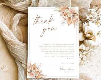 Rustic Wedding Napkin Note Card, Flat Thank You Card, Wedding Menu Thank You, Modern Thank You Letter, Place Setting Thank You, TY KA 11