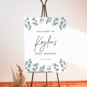 Greenery Welcome Sign, Editable Baby Shower Welcome Poster, Baby Shower Welcome Sign Template, Lush Greenery Welcome Sign Poster, WY KC 10