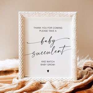 Please Take A Succulent Baby Shower Sign, Editable Baby Shower Sign Template, Baby Succulent Favors, Watch Me Grow Sign, Instant, YS BA 224