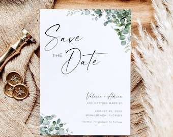 Green Save The Date, Editable Save Our Date Card, Save The Date Invite, Elegant Save The Date Card, Custom Design Save Our Date STD KA 07
