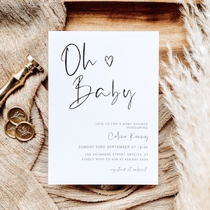Oh Baby Gender Neutral Shower, Minimalist Baby Shower Invite, Oh Baby Shower Invitation, Boho Baby Shower Invite, Oh Baby Shower, YD KG 16