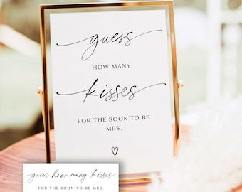 Minimalist Bridal Shower Game, Guess How Many Kisses Bridal Shower Game, Modern Candy Game, Fun Bridal Shower Game, Modern Minimalist, ZB