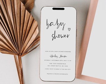Modern Baby Shower Digital Invite, Electronic Invitation, Baby Shower Text Invitation Template, Editable Baby Shower Invitation, YD KG 75