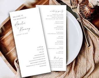 Minimalistisches Hochzeitsprogramm, Ordnung Der Service, Modernes Hochzeitsprogramm, Broschüre Hochzeitsprogramm, Hochzeitszeremonieprogramm, WB KA 10