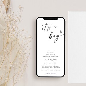 Digital Baby Boy Baby Shower Invitation, Electronic Baby Shower Invitation, It&#39;a A Boy baby Shower Invitation, Boy Baby Shower, YD KA 85