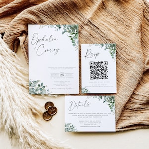 Mariage or verdure, modèle d'invitation, suite minimale de faire-part de mariage, faire-part de mariage moderne, jeu de cartes détaillées Rsvp, NV KA 23 S