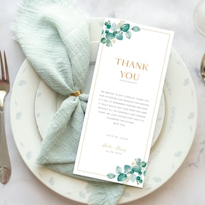 Moderne Dankeskarte, Hochzeit-Serviettennotizkarte, druckbares Dankeschön, moderner Dankeschönbrief, minimalistisches Gedeck Danke, TY KZ 11