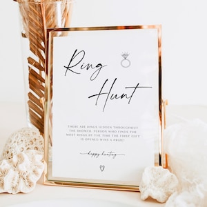 Ring Hunt Game, Bridal Shower Ring Hunt Game, Modern Funny Ring Hunt Bridal Shower Game, Editable Template Bridal Shower Sign, RS KA 137a