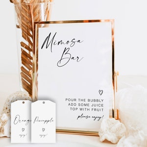 Baby Shower Mimosa Bar Sign, Baby Shower Mimosa Bar Sign, Bubbly Bar, Editable Mimosa Bar Sign, Mimosa Juice Tag, Momosa Juice Sign YS BA 75