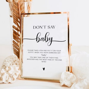 Editable Don&#39;t Say Baby Sign, Baby Shower Table Sign, Don&#39;t Say Baby Printable Sign, Don&#39;t Say Baby Game, Baby Shower Signage, YS BM 210