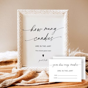 Guess How Many Candies Sign, Baby Shower Game Sign, Candy Guessing Game, How Many Candies Baby Shower Sign, Modern Minimalist Sign YS BB 217