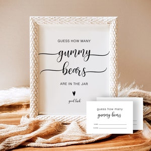 Download immediato del cartello per baby shower, cartelli conteggia barattolo di orsetti gommosi, indovina quanti orsetti gommosi, cartello baby shower orsetti gommosi, YS BM 219