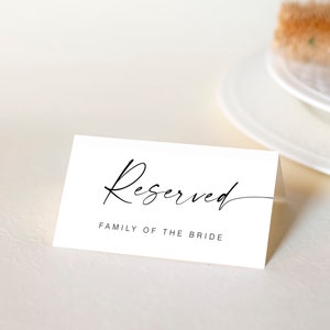 Luxury Wedding Reserved Card, Editable DIY Reserved Sign, Reserved Signs Template, Printable Minimalist Wedding Reserved Signs, RES KA 10