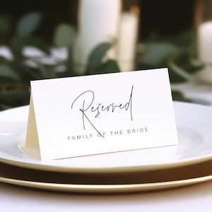 Reserved Seat Card, Printable Minimalist Wedding Reserved Seating Card, Luxury Wedding Reserved Card, Editable Seating Tent Card, RES KC 10