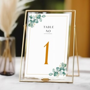 Greenery Table Numbers, Minimal Wedding Table Numbers, Editable Table Numbers Template, Instant Table Numbers, Boho Table Numbers, TN KZ 19