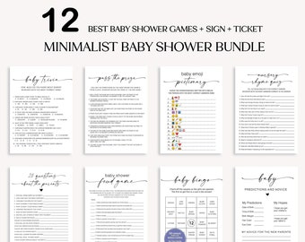 Minimalist Baby Shower Game Bundle, Gender Neutral Baby Shower Games, Modern Baby Shower Games, Printable Baby Shower Game Bundle, BND 01
