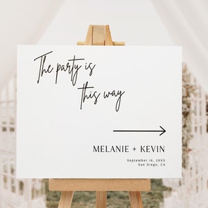 Modern Wedding This Way Sign, Wedding Direction Sign, Wedding Direction Arrow Sign, Elegant Wedding Directional Arrow Sign Template WB KE 33