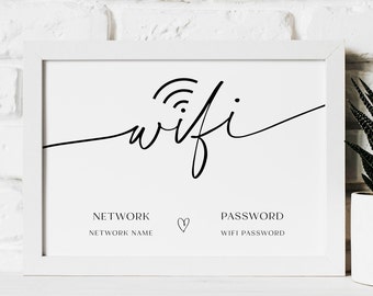 Wifi Sign Template, Be Our Guest Sign, Wifi QR Code Sign, Wifi Password Sign, Editable Wifi Sign, Printable Wifi Sign, Wifi Sign, RS KP 144