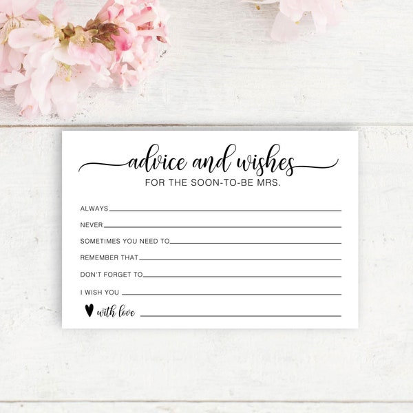 Advice And Wishes For The Bridal Shower, Advice For The Soon To Be Mrs, Well Wishes For The Bride, Advice And Wishes For The Bride Card, ZM