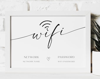 Printable Wifi Sign, Wifi Sign, Wifi Sign Template, Editable Wifi Sign, Be Our Guest Sign, Wifi QR Code Sign, Wifi Password Sign RS KA 144 R