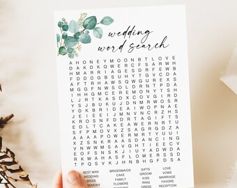 Minimal Word Search Game, Printable Bridal Shower Word Search Game, Wedding Word Puzzle, Instant Download Bridal Word Search Game Card cZA