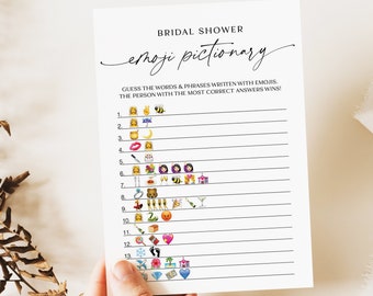 Minimalist Bridal Shower Emoji Picture Game, Instant Bridal Shower Emoji Pictionary, Boho Bridal Shower Game, Bridal Emoji Picture Game, ZB