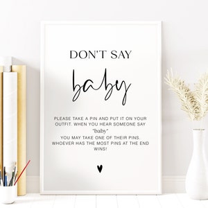 Don&#39;t Say Baby Game, Don&#39;t Say Baby Printable Sign, Baby Shower Table Sign, Editable Don&#39;t Say Baby Sign, Baby Shower Signage, DIY YS BG 210