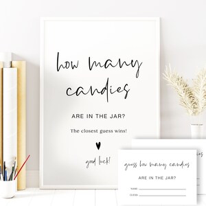 Guess How Many Candies Sign, Baby Shower Game Sign, Candy Guessing Game, How Many Candies Baby Shower Sign, Modern Minimalist Sign YS BG 217