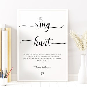 Wedding Ring Hunt Sign, Editable Ring Hunt Game, Find The Ring Game, Minimalist Ring Hunt Bridal, Ring Hunt Bridal Shower Game, RS KM 137
