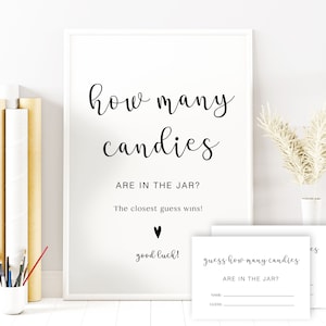 Baby Shower Game Sign, Candy Guessing Game, How Many Candies Baby Shower Sign, Guess How Many Candies Sign, Modern Minimalist Sign YS BD 217