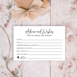 Cartes de conseils pour la mariée, conseils et souhaits pour les futurs M. et Mme, carte de conseils et de vœux de mariage minimaliste, carte de conseils de mariage moderne, ZE
