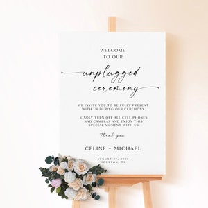 Printable Unplugged Ceremony Sign, Wedding Welcome Sign Template, Minimalist Unplugged Wedding Ceremony Sign, Elegant Wedding Sign, WB KA 37