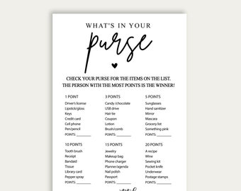 Whats In Your Purse Game Instant Download, Printable Bridal Shower Games, What&#39;s In Your Purse Bridal Shower Game, What&#39;s In Your Purse, 216