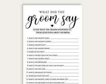 The Groom Said That Game, The Groom Said What Party Game, What Did The Groom Say Bridal Shower Game, Bridal Shower Printable, DIY Game, 210