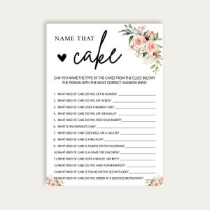 Name That Cake Bridal Shower Games, Printable Bridal Shower Game, Floral Bridal Shower, Bridal Shower Game Idea, Instant Download Shower 230