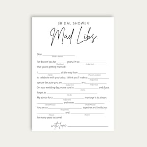 Wedding Vows Mad Libs Bridal Shower Game, Printable How They Met Mad Libs, Ready To Print Digital Item, Minimalist Bridal Shower Game, 217