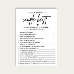 Hoe goed ken je het stel vrijgezellenfeestspel, How Knows The Couple-spel, digitale Who Knows The Couple-beste gamekaart, afdrukbaar, 216