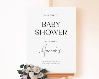 Minimalistisches Hochzeits-Willkommensschild, grundlegende Hochzeitsbeschilderung, bearbeitbares Babyparty-Hochzeits-Willkommens-Posterzeichen, Babyparty-Willkommensschild, WY KC 02